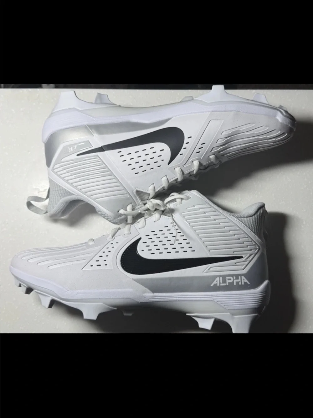 Nike Football Cleats Lineman White Silver Alpha Menace Strong IB2572106